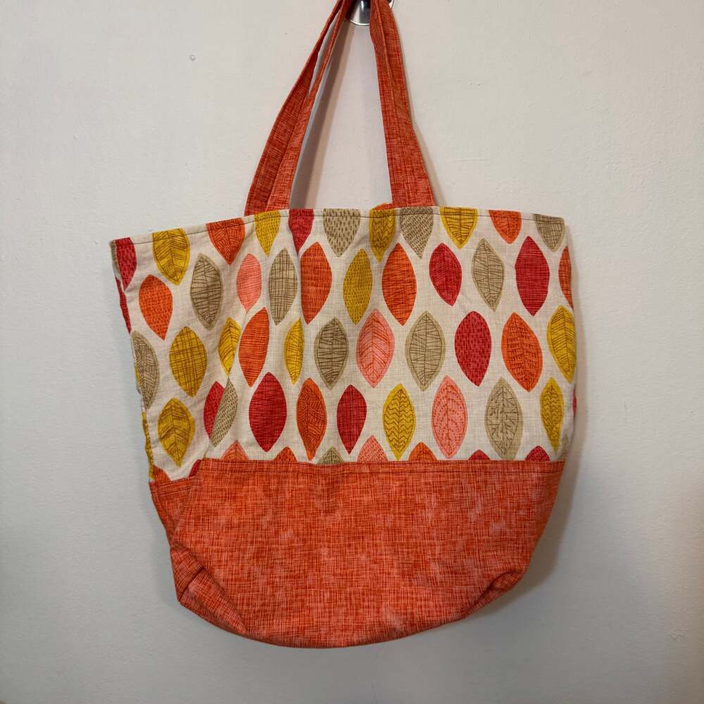 Handmade Cotton Tote Bag with Autumn Leaves Pattern